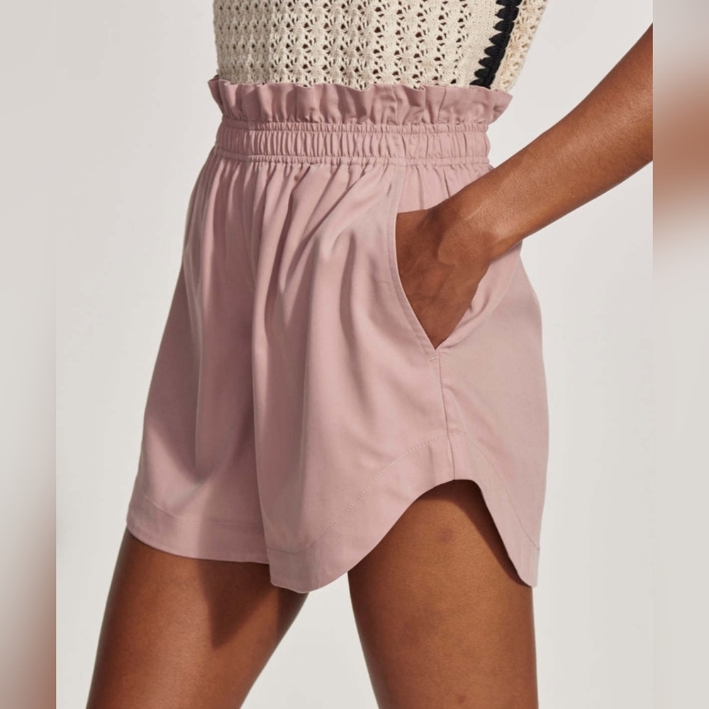 Varley High-Waist Pink Drawstring Shorts